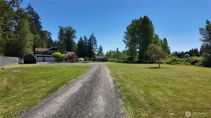 Private driveway and front yard
