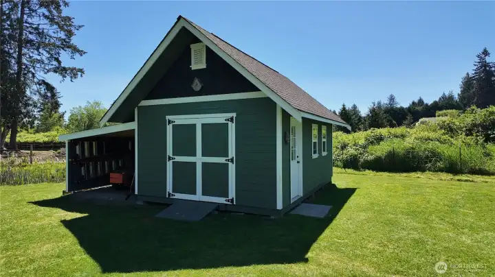 12 x 20 shed with power and lien-to