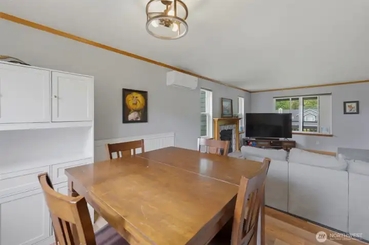 Dining room and living room flow easily.