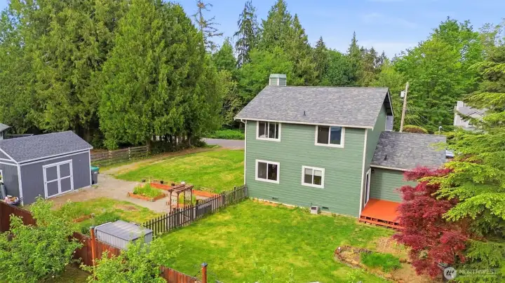 Fenced backyard with deck for lots of entertaining fun, plus the garden space form a roomy .21 acre lot