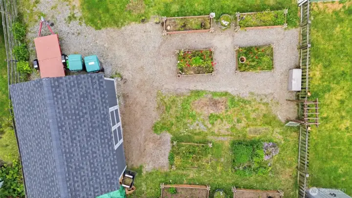 Large shed with loft is new... a perfect place to store all your garden supplies.