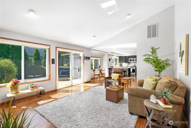 Spacious family room with vaulted ceilings