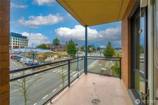 Balcony is the perfect place to set up a couple chairs and your BBQ for year 'round enjoyment.