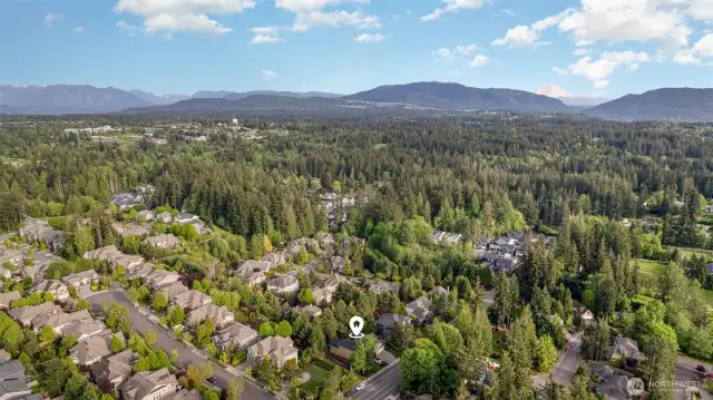 Mountains to the east, Lake Sammamish to the west. Great to live here.