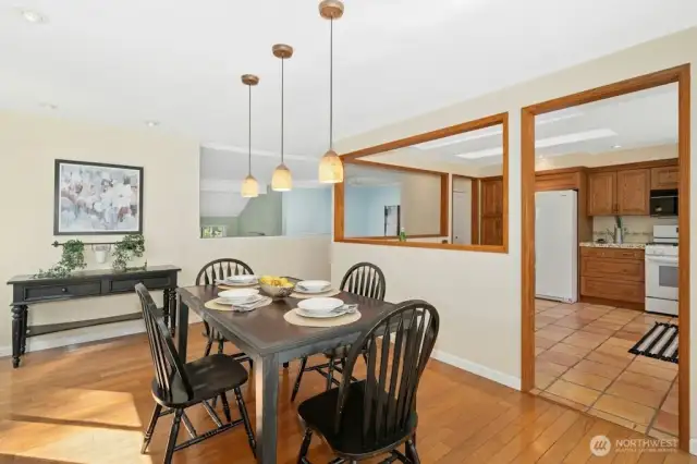 Cherry floors add warmth and beauty to the space