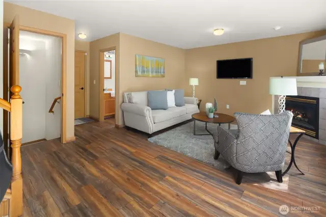 Entrance to the lower level rec room.