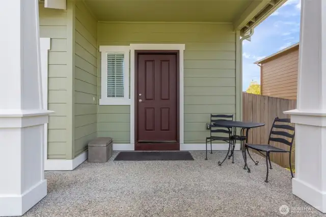 Front porch is large enough for a table and chairs.  Perfect for those evenings you are socializing with neighbors