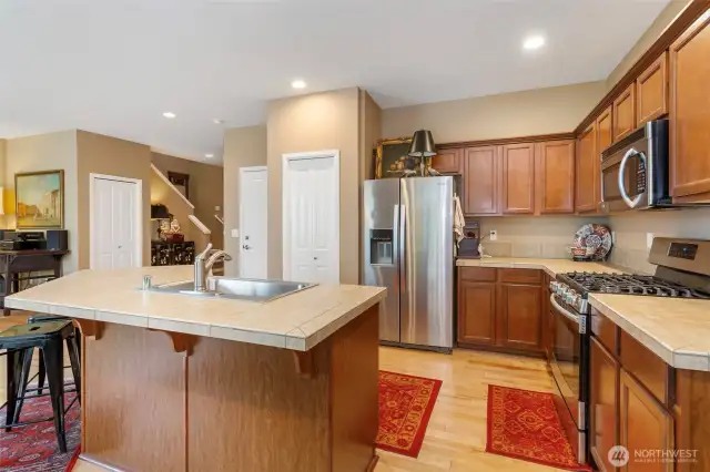 Side view of kitchen.  Large enough for several people