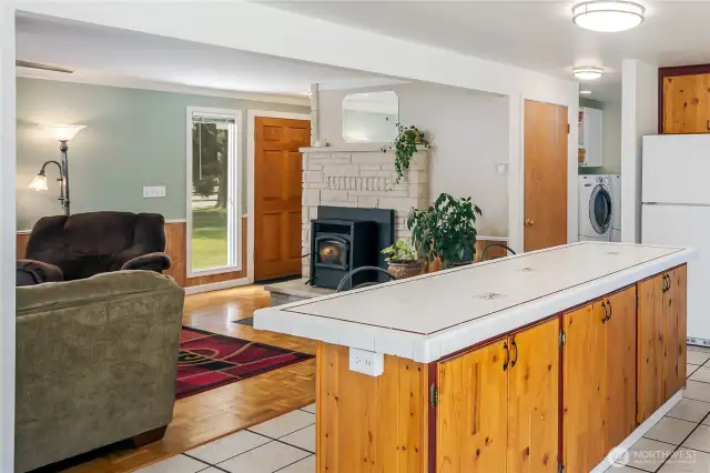 Large tile eating bar.