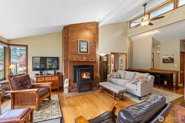 The pellet stove provides ample heat for the winter months