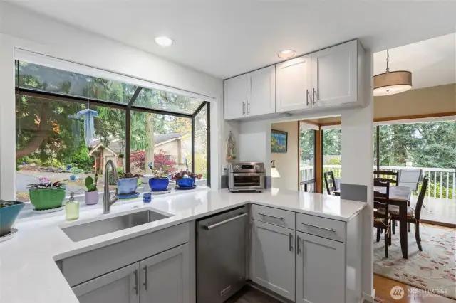 Quartz countertops and newer cabinetry