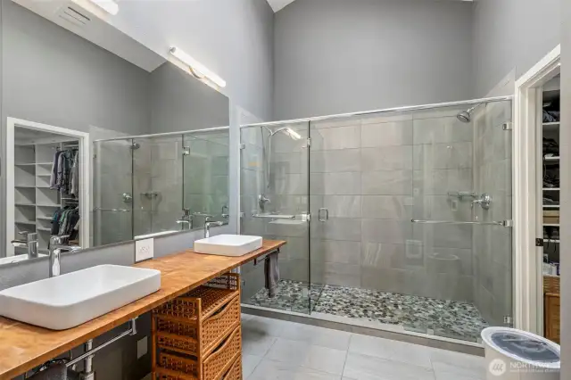 Primary Bathroom with oversized step in shower, heated floors, and absolutely gorgeous!