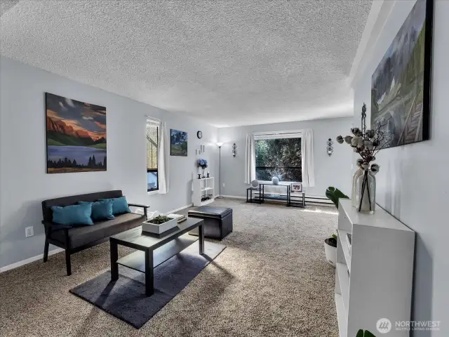 Expansive and fully updated living room, ideal for both entertaining and everyday comfort.