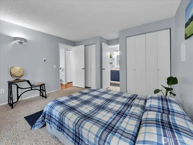 Double closets add storage space to the spacious primary bedroom.