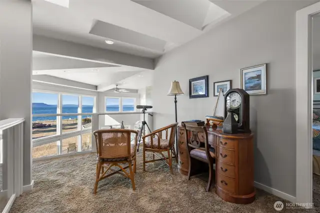 Head upstairs to a bonus perch for great views- open to the main floor and below three skylights