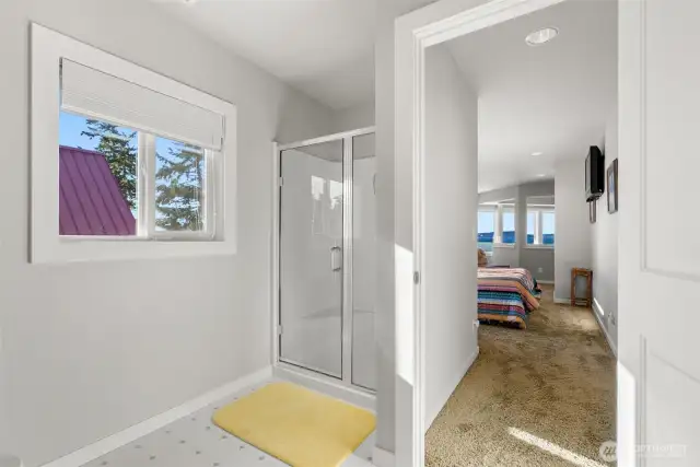 The second bedroom ensuite bathroom with walk-in shower...