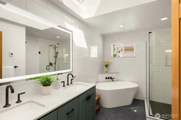 Primary has incredible ensuite bathroom with heated Tile Floor with Programmable Thermostat