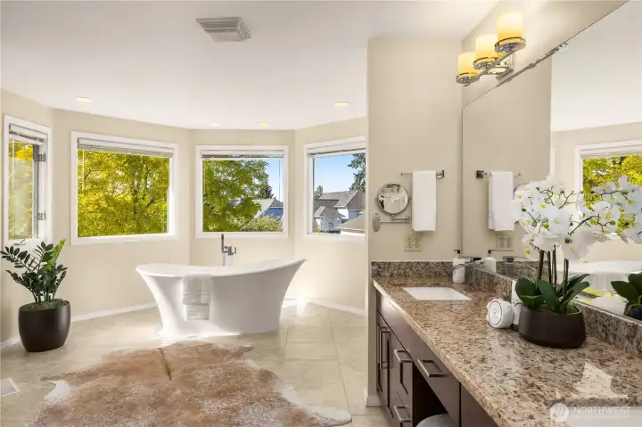 updated and spacious primary bath