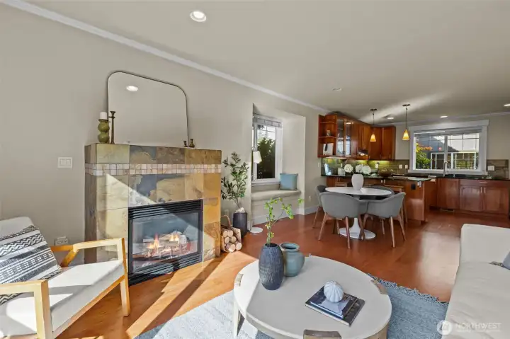 Inviting living space with cozy reading nook