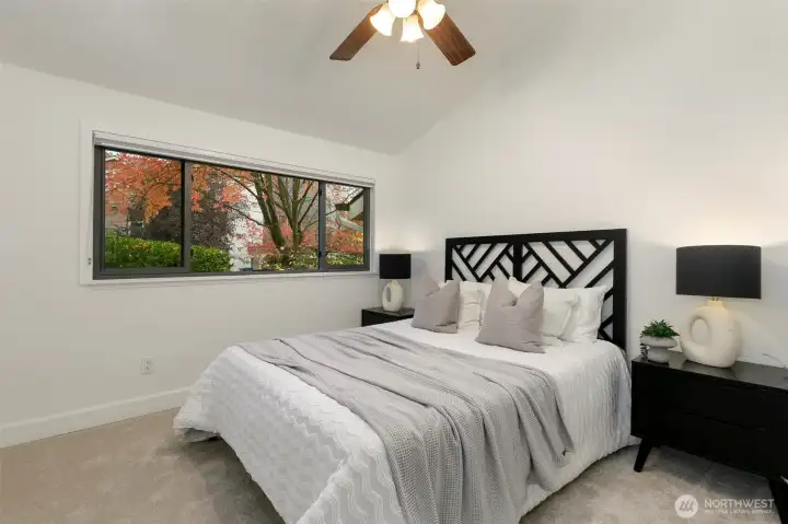 secondary bedroom with high ceilings