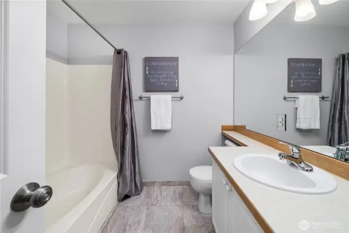 Primary En-Suite bath has plenty of storage for your products