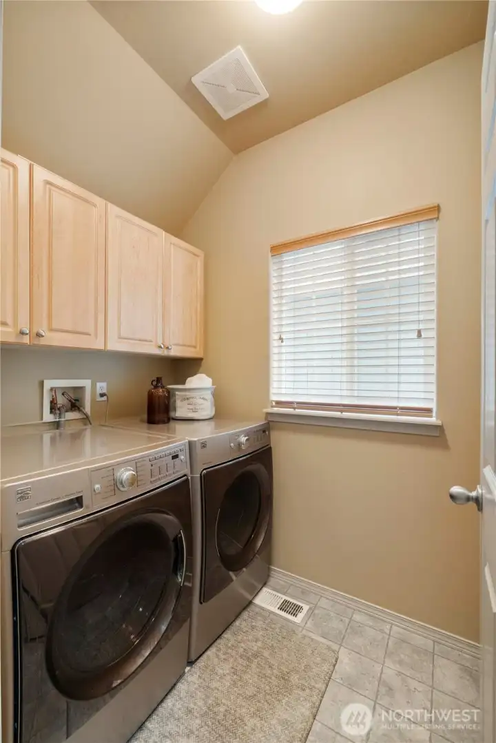 Convenient utility room on the main floor. Storage, galore. W/D included, too!