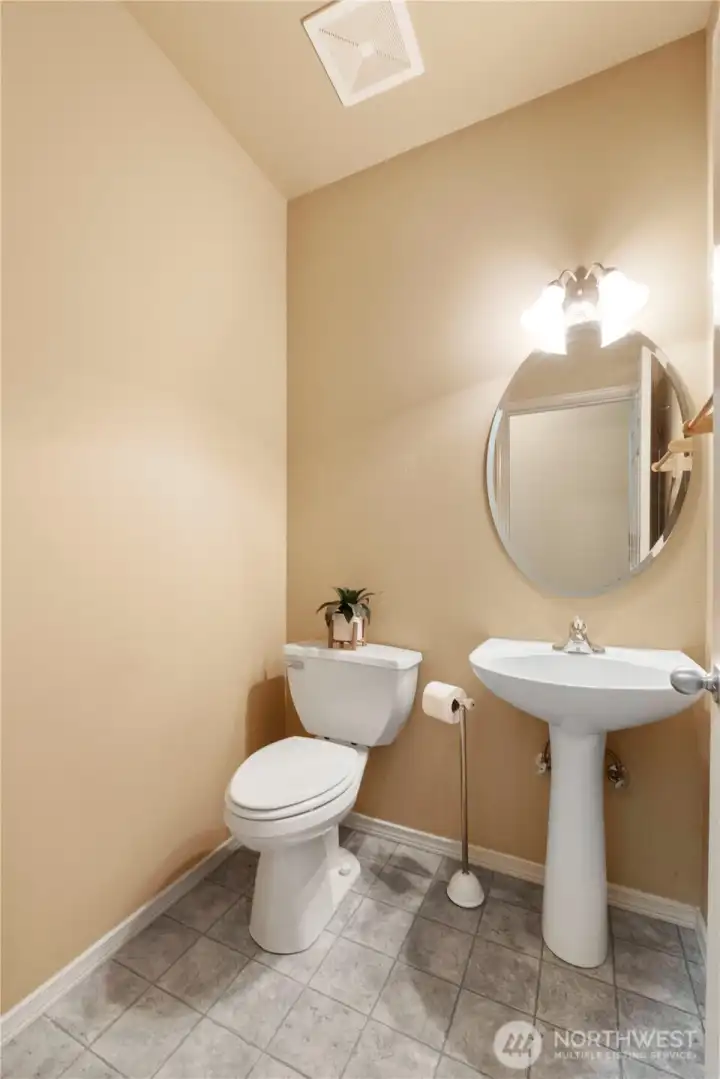 1/2 bath down the hall for guests