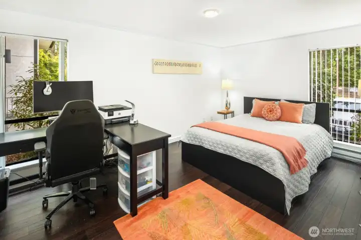 Large primary has walk-in closet