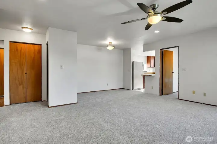 Nice size storage closet for coats and shoes or those extra home staples. Also, a convenient in-unit laundry (not pictured here).