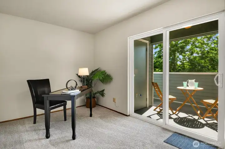 Second bedroom (no closet) offers a second slider door out to the private balcony where you can relax and unwind with your favorite beverage before you retire for the day. Perfect for a home office. Second bedroom (no closet) offers a second slider door out to the private balcony where you can relax and unwind with your favorite beverage before you retire for the day. Perfect for a home office.