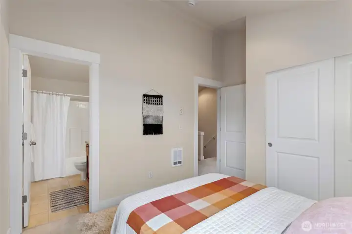 Both bedrooms on the upper floor enjoy the luxury of dedicated bathrooms.