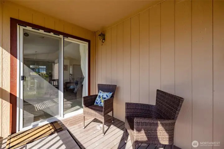 A covered deck offers the perfect place for morning coffee or even BBQ.