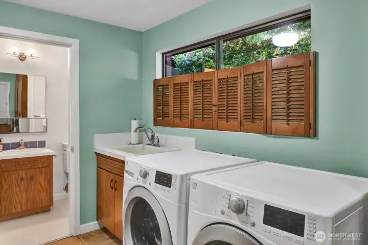 Laundry room off entry from garage and kitchen, with utility sink, 3/4 Bath, and tons of built in storage. cabinets. Laundry room off entry from garage and kitchen, with utility sink, 3/4 Bath, and tons of built in storage. cabinets.