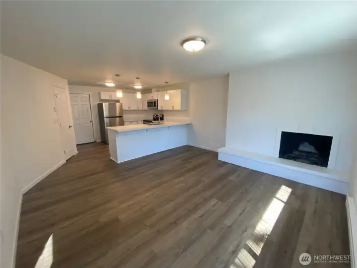 Living Area with wood burning fireplace! Living Area with wood burning fireplace!