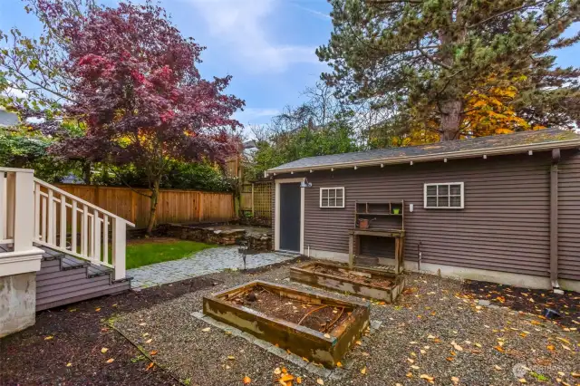 Detached garage for off street parking or extra storgage