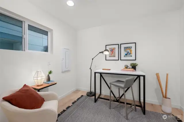 Photos of model home 9213 with similar finishes & floor plan.