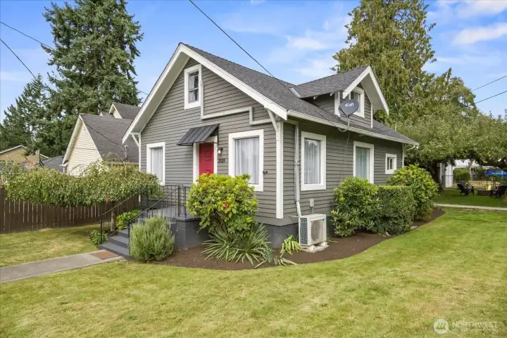 Located on a large corner lot