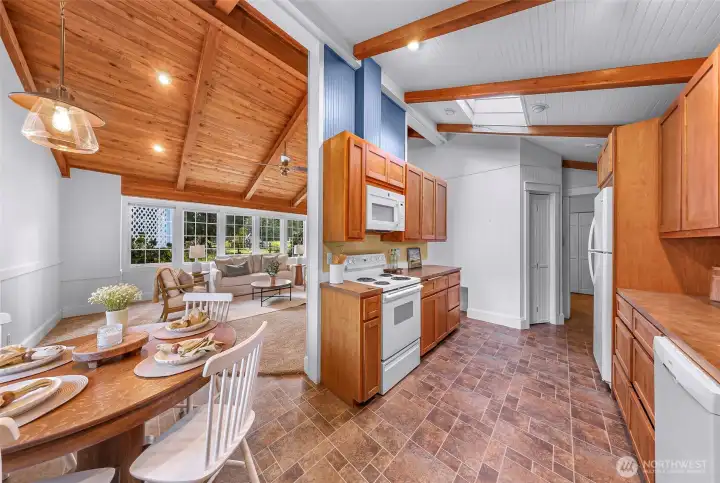 More custom beams and woodwork complete the Kitchen