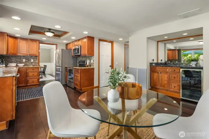 Kitchen with dining nook & wet bar
