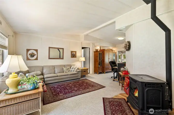 Living room with pellet stove