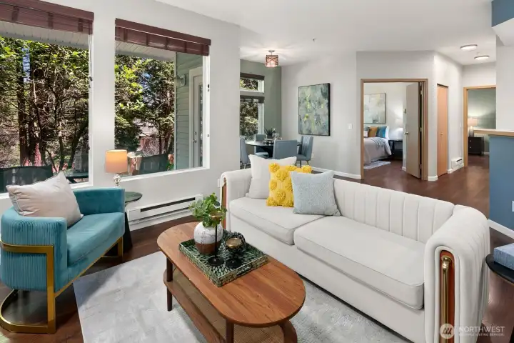 Inviting open-concept layout.