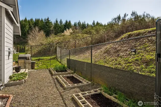 Here is a closer look at the raised garden beds on the side of the house.