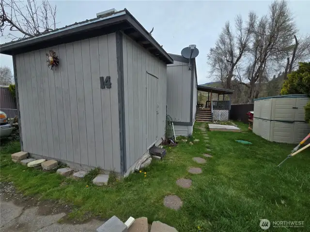 Looking from driveway to home - 10x10 shed for storage