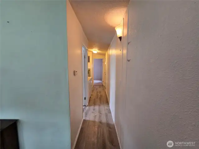 Looking down hallway from living room.