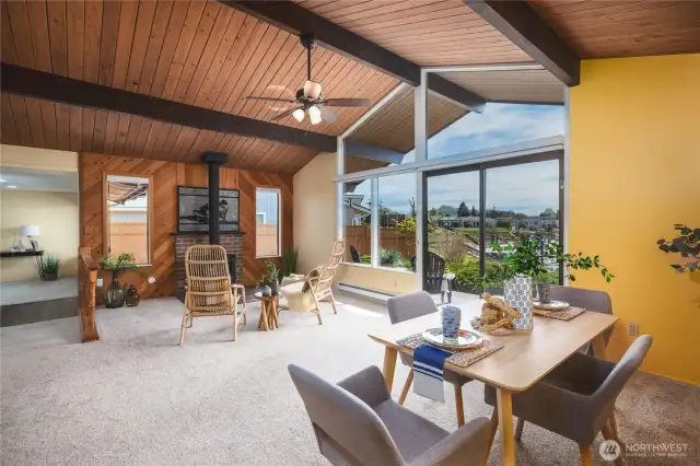 Great room with a great view and a fireplace