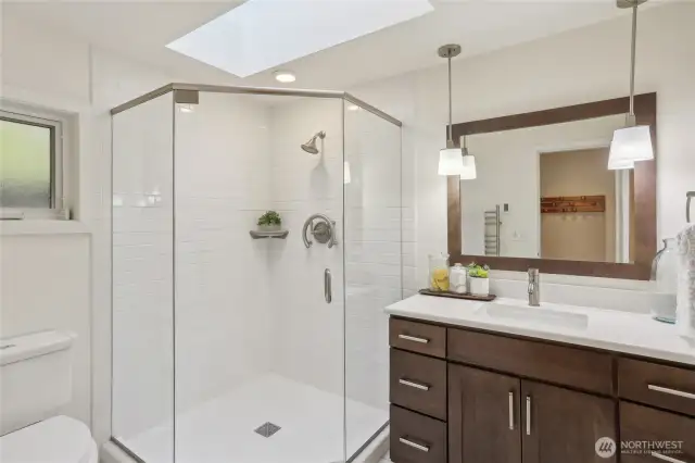 3/4 bath on the main floor next to the bedroom.