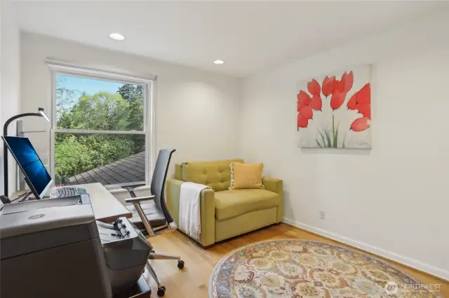 Upper level bedroom, currently used as an office.