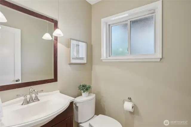 Powder room on the lower level.