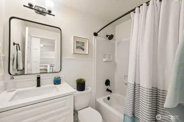 Modern updated hallway bathroom