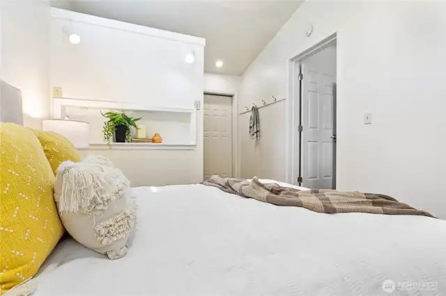 Built-in shelving adds the perfect spot for your books, décor, and personal touches.